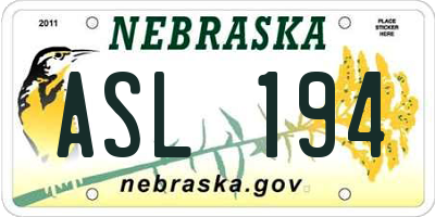 NE license plate ASL194