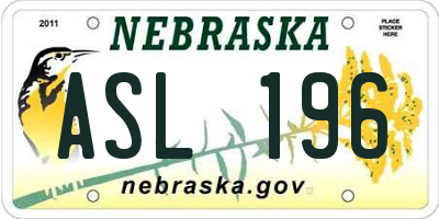 NE license plate ASL196