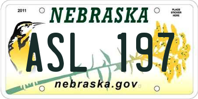 NE license plate ASL197