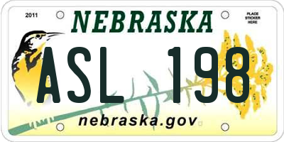 NE license plate ASL198