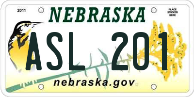 NE license plate ASL201