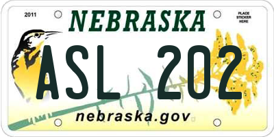 NE license plate ASL202