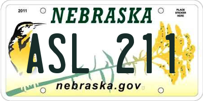 NE license plate ASL211
