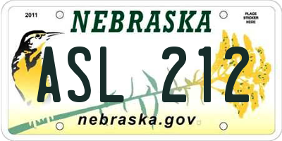 NE license plate ASL212