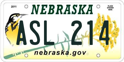 NE license plate ASL214