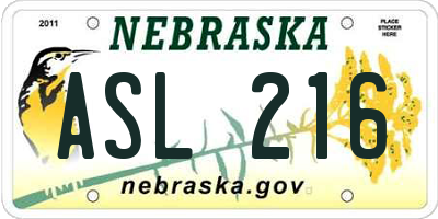 NE license plate ASL216