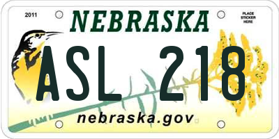 NE license plate ASL218