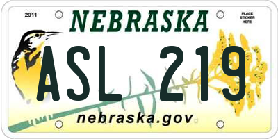 NE license plate ASL219