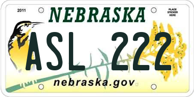 NE license plate ASL222