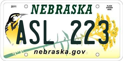 NE license plate ASL223