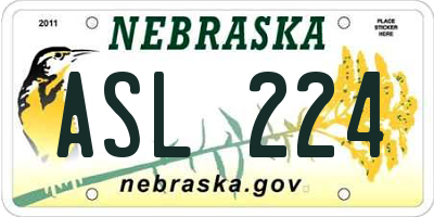 NE license plate ASL224