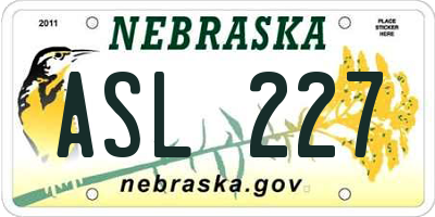 NE license plate ASL227