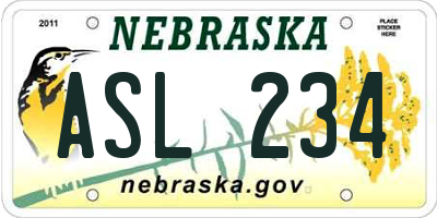 NE license plate ASL234