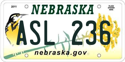 NE license plate ASL236