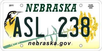 NE license plate ASL238