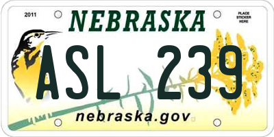 NE license plate ASL239