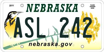 NE license plate ASL242
