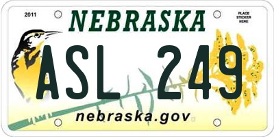 NE license plate ASL249