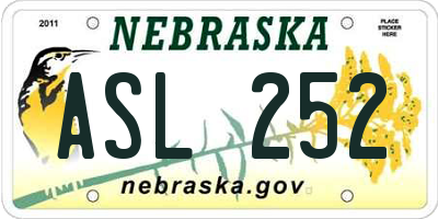 NE license plate ASL252