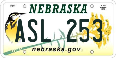 NE license plate ASL253