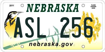 NE license plate ASL256