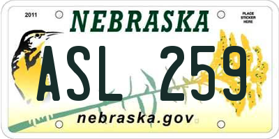 NE license plate ASL259
