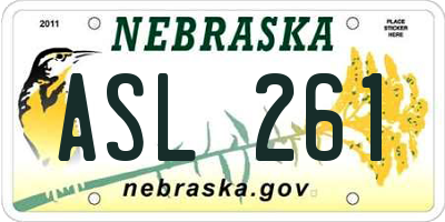 NE license plate ASL261
