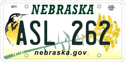 NE license plate ASL262