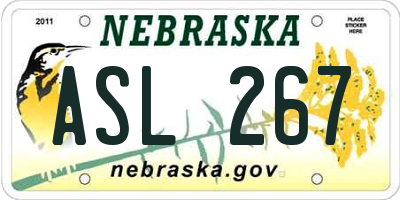NE license plate ASL267