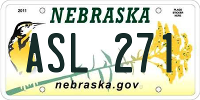 NE license plate ASL271