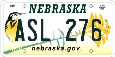 NE license plate ASL276