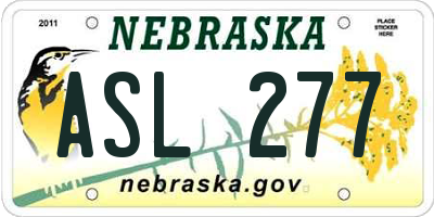 NE license plate ASL277