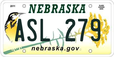 NE license plate ASL279