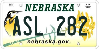NE license plate ASL282
