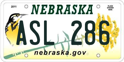 NE license plate ASL286