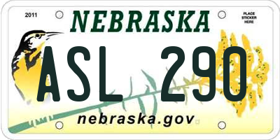 NE license plate ASL290