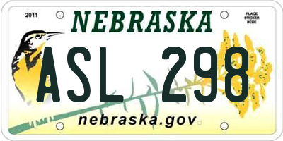 NE license plate ASL298