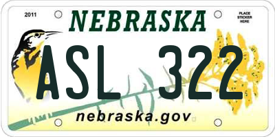 NE license plate ASL322