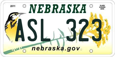 NE license plate ASL323