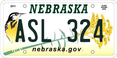 NE license plate ASL324