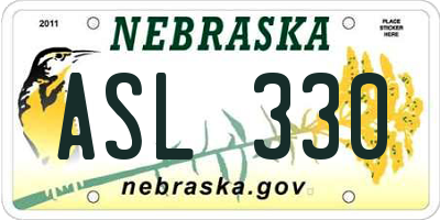 NE license plate ASL330
