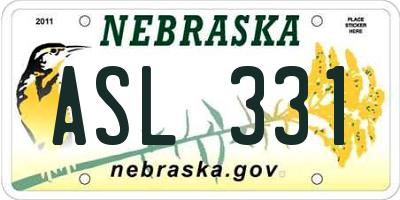 NE license plate ASL331