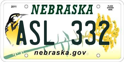 NE license plate ASL332