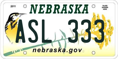 NE license plate ASL333