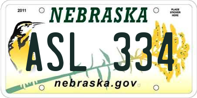 NE license plate ASL334
