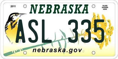 NE license plate ASL335