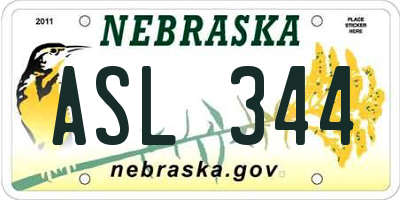 NE license plate ASL344