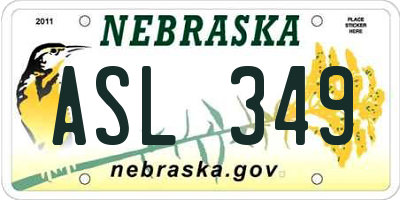 NE license plate ASL349