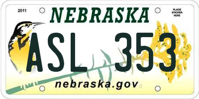 NE license plate ASL353