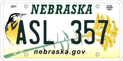 NE license plate ASL357